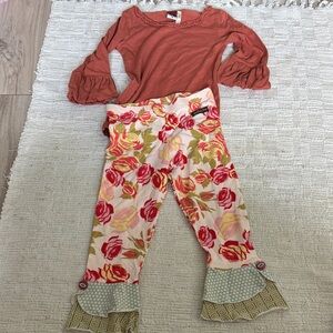 Matilda jane Floral Ruffle Sleeve Top and Pants Set